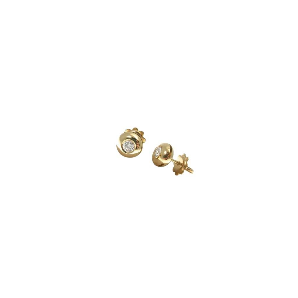 0.448 Diamonds round bezel earrings 7mm Yellow Gold