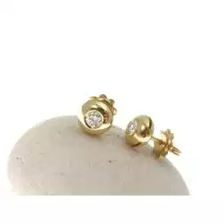 Orecchini Punto Luce Diamanti 0,379ct Cipollotto Bombato 7.5 mm Oro Giallo