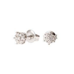 Small Flower Earrings with 14 Diamonds in White Gold