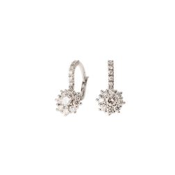 Earrings Lever Closure Flower Solitaire 0.17ct contoured