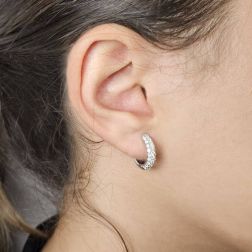 Photo of worn Hoops in White Gold with Pavè of 56 Diamonds