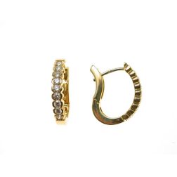 Square Pear Hoops with 18 Diamonds in yellow Gold