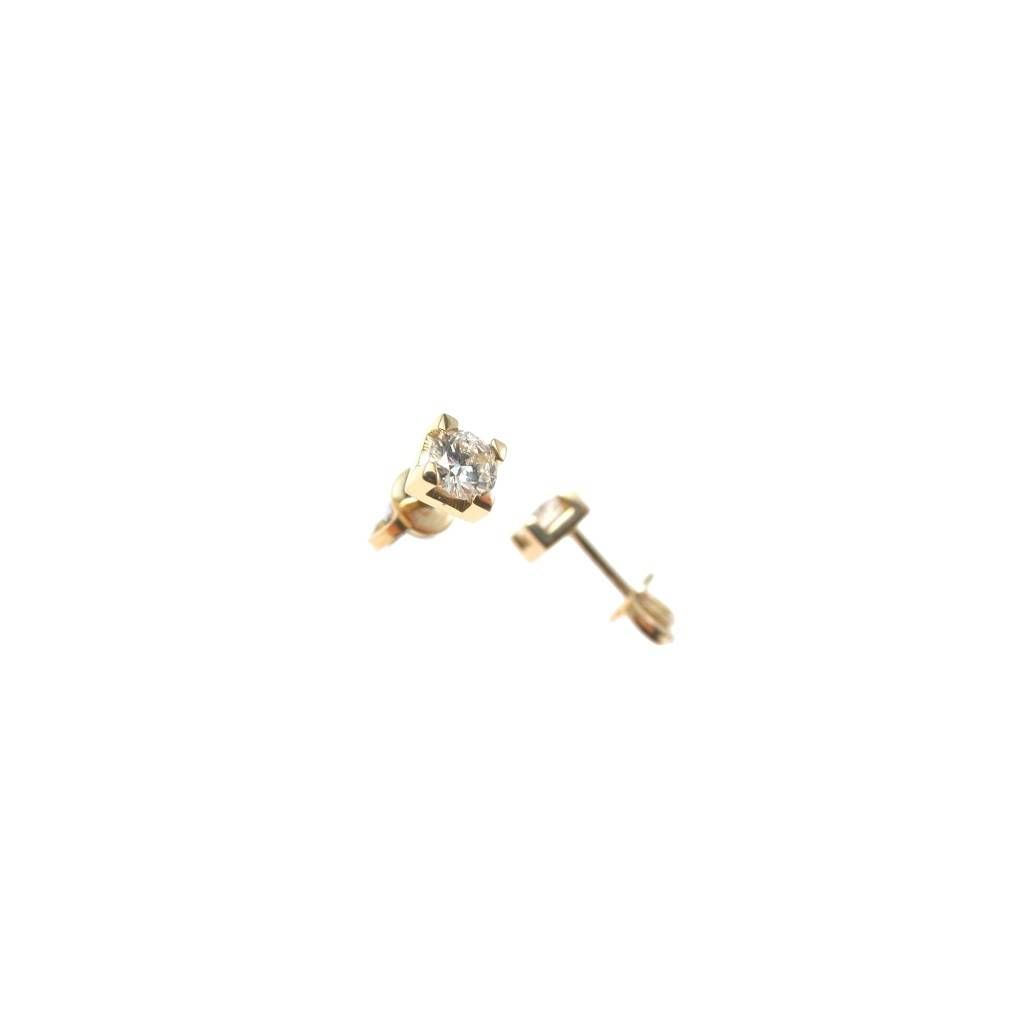 Orecchini Punto Luce Quadrati con Diamanti 0.484ct in Oro Giallo