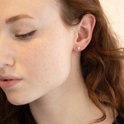 Photo of worn Earrings Faceted Circle 0,145ct - 4.70mm