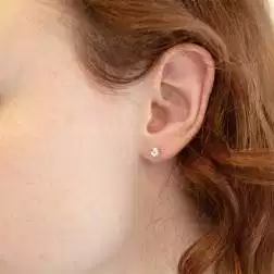 Photo of worn Earrings Faceted Circle 0,145ct - 4.70mm