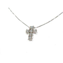 Collana con croce 6 diamanti - Larghezza 8.3mm