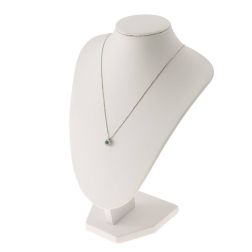 Flower Necklace with 0.12ct Emerald and Diamonds in White Gold