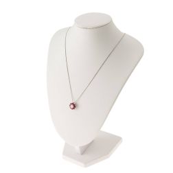 Flower Necklace with 0.29ct Diamond and Rubies in White Gold