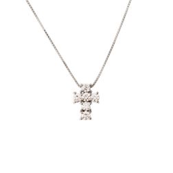 Collana con croce 6 diamanti - Larghezza 8.3mm