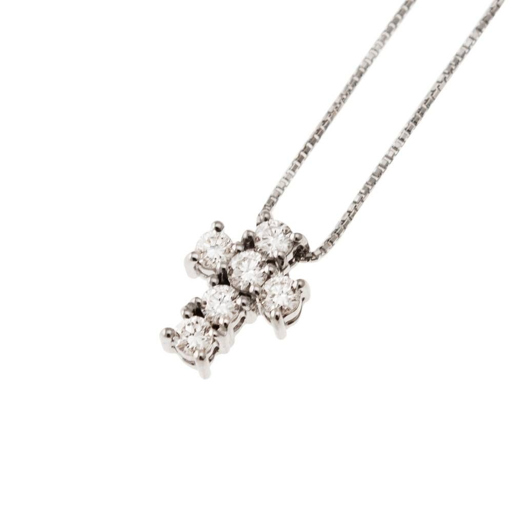 Collana con croce 6 diamanti - Larghezza 8.3mm