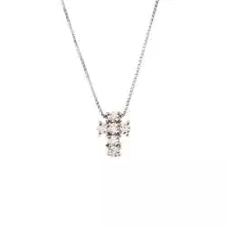 Necklace with 6 diamonds cross - width 6.7mm