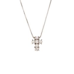 Necklace with 6 diamonds cross - width 6.7mm