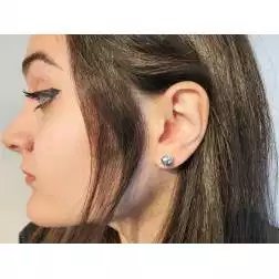 Photo of worn Earrings White Gold Ball 8mm