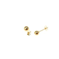 super light 4mm polished ball Earrings in Yellow Gold