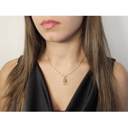 Photo of worn Small Sitting Cat pendant yellow gold