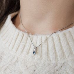 photo of worn Trilogy scalar necklace with Blue Diamond