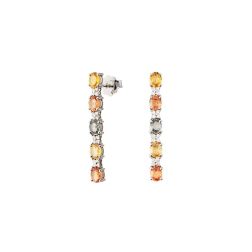 Orecchini Pendenti con Zaffiri Multicolore e Diamanti in Oro Bianco