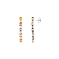 Pendant Earrings with Multicolor Sapphires and Diamonds in White Gold