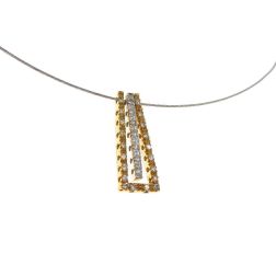 Trapeze Pendant Necklace with two Golds and 27 Diamonds