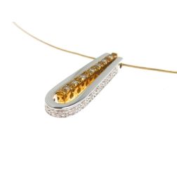 Oval Pendant Necklace in White and Yellow Gold with 23 Diamonds