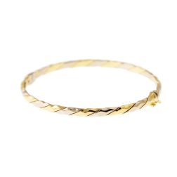Hammered Rigid Bracelet in Yellow and White Gold