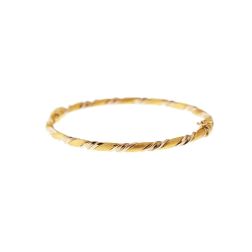 Satin and Polished Spiral Bracelet in Yellow and White Gold