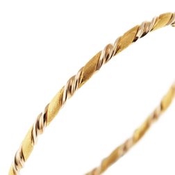 Satin and Polished Spiral Bracelet in Yellow and White Gold