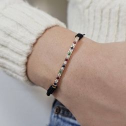 Photo of worn Lace Bracelet with Rose Gold Plate and Precious Stones