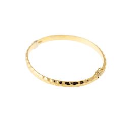 Hammered Satin and Polished Bracelet in Yellow Gold