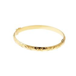Bracciale Rigido con Rombi e X satinate in Oro Giallo