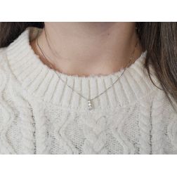Photo of worn Scalar Trilogy Necklace in White Gold