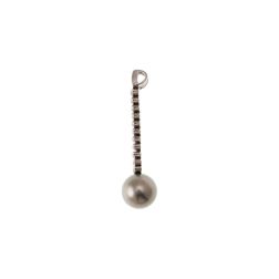 Navette Design Pendant with 33 Diamonds and Tahitian Pearl