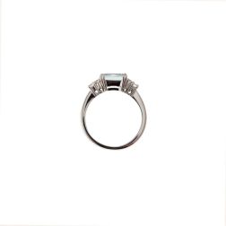 Solitaire Ring with Octagonal Aquamarine 10x8mm and Diamonds