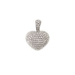 Rounded Heart Pendant with Pavé Diamonds