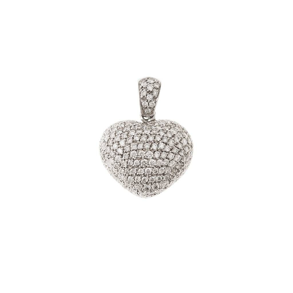 Rounded Heart Pendant with Pavé Diamonds
