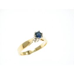Anello Solitario con Zaffiro Blu da 0.362ct in Oro Giallo e Bianco