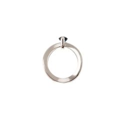 Anello Solitario a X con Zaffiro Blu in Oro Bianco