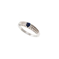 Square Solitaire Ring with 0.280ct Blue Sapphire and 40 Diamonds