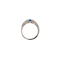 Square Solitaire Ring with 0.280ct Blue Sapphire and 40 Diamonds
