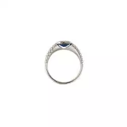 Anello Solitario contornato Zaffiro Blu da 1.324ct e Diamanti