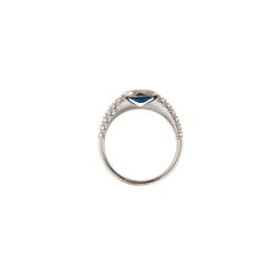Solitaire ring surrounded by 1.324ct Blue Sapphire and Diamonds