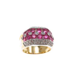 Anello fascia 14 Zaffiri Rosa e 50 Diamanti