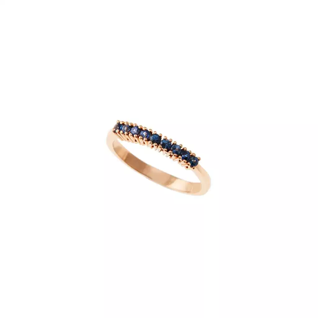 Veretta Ring 9 Blue Sapphires of 0.383ct in Rose Gold