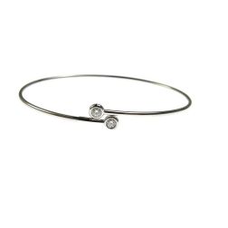 Twin Small Rigid Circle Bracelet in White Gold