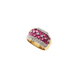 Anello fascia 14 Zaffiri Rosa e 50 Diamanti
