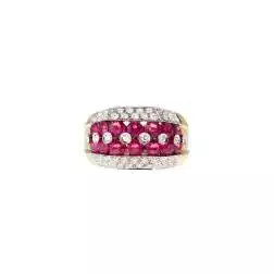 Anello fascia 14 Zaffiri Rosa e 50 Diamanti