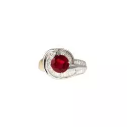 Solitario Design con Rubino e Diamanti Baguette