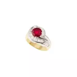 Solitaire Design surrounded with Ruby and Baguette Diamonds
