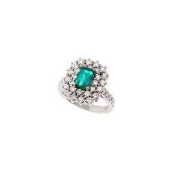 Kate Emerald Octagonal Ring 7x5mm and a Double Round of 38 Diamonds