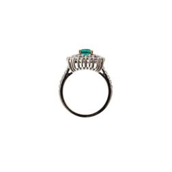Kate Emerald Octagonal Ring 7x5mm and a Double Round of 38 Diamonds